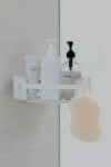 Ъглов рафт за баня с вакуумно закрепване FLEX GEL-LOCK, бял цвят, UMBRA Канада
