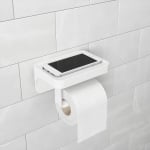 Стойка за тоалетна хартия с рафт за аксесоари FLEX SURE-LOCK, бял цвят, UMBRA Канада