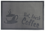 Правоъгълна подложка за хранене 45 x 30 см PVC, черен цвят, Hot Fresh Coffee
