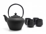 Комплект чугунен чайник с порцеланови чаши и бамбукова кутия, 6 части, BREDEMEIJER Нидерландия