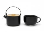 Керамичен сет за чай с филтър и бамбуков капак 500 мл Umea, черен цвят, BREDEMEIJER Нидерландия
