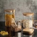 Стъклен буркан с бамбуков капак и лъжичка, 750 мл