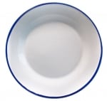 Метална емайлирана чинийка 8.5 см RETRO, бял със син кант