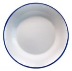 Метална емайлирана чиния 24 см RETRO, бял със син кант