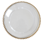 Подложна прозрачна чиния със златен кант 32 см Wicked, полипропилен