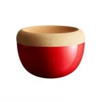 Керамична купа - фруктиера с корков капак 27 см, червен цвят, DEEP STORAGE BOWL, EMILE HENRY Франция