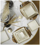 Порцеланова квадратна купичка чиния 13 x 13 см PEARL TAN, бежов цвят, KUTAHYA Турция