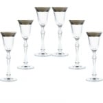 PARUS SILVER чаши за ракия със сребърен кант 70 мл - 6 броя, Bohemia Crystalite