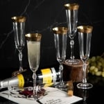 PARUS GOLD чаши за шампанско със златен кант 190 мл - 6 броя, Bohemia Crystalite