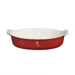 Керамична овална форма за печене 35,5 х 23,5 см, червен и бял цвят, LARGE OVEN DISH, EMILE HENRY Франция