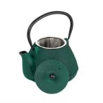 Чугунен чайник с цедка 1000 мл, петролено зелен цвят, Luigi Ferrero