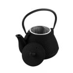 Чугунен чайник с цедка 1000 мл, черен цвят, Luigi Ferrero