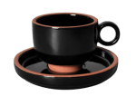 Порцеланова чаша с чинийка за чай / кафе 200 мл, черен цвят, HELLA BLACK & WHITE