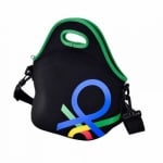 Неопренова чанта за обяд, цвят черен със зелен кант, United Colors Of Benetton