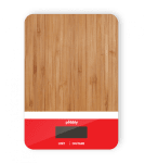 Електронна бамбукова кухненска везна, червен цвят, PEBBLY Франция