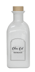 Стъклена бутилка за олио / зехтин с коркова запушалка 700 мл, Voca Olive Oil, бял цвят