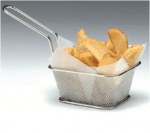 Метална правоъгълна кошничка за сервиране на картофки 10.5 x 9 x 6 см