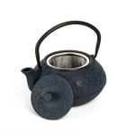 Чугунен чайник 600 мл с цедка, тъмно син цвят, Luigi Ferrero