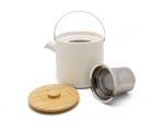 Керамичен сет за чай с филтър и приставка за подгряване Umea, бял цвят, 1200 мл, BREDEMEIJER Нидерландия
