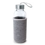 Стъклена бутилка за напитки с неопренов протектор, 600 мл, сив цвят, NERTHUS Испания