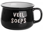 Порцеланова чаша - купа за супа 500 мл Veel Soeps, цвят черен, Kapimex Холандия