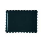 Керамична правоъгълна форма за тарт 33.5 x 24 см, тъмно зелен цвят, DEEP RECTANGULAR TART DISH, EMILE HENRY Франция