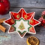 Порцеланово коледно плато Звезда 17 см