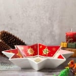 Порцеланово коледно плато Звезда 17 см