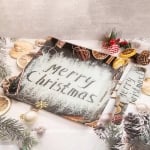 Стъклено коледно плато с лопатка за сервиране, 30 x 30 см