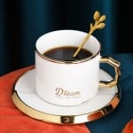 Порцеланова чаша за чай 250 мл с чинийка и лъжичка, WHITE DREAM