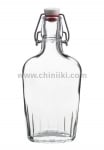 Fiaschetta плоска стъклена бутилка с метален механизъм 250 мл, Bormioli Rocco Италия