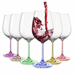 Rainbow чаши за вино 350 мл с цветно столче - 6 броя, Bohemia Crystalex