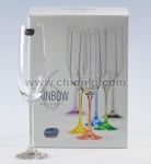 Rainbow чаши за шампанско 190 мл с цветно столче - 6 броя, Bohemia Crystalex