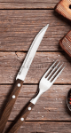 Нож за стек с дървена дръжка 3 броя, Bigger Cucina, Simonaggio Бразилия
