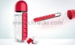 Бутилка за вода с органайзер за хапчета 600 мл, IN STYLE, цвят червен, ASOBU Канада