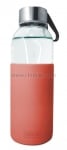 Стъклена бутилка със силиконов протектор 400 мл, червен цвят, Vin Bouquet Испания