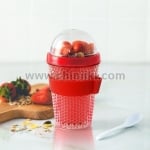 Двустенна охлаждаща чаша с прибор CHILL YO 2 GO, червен цвят, ASOBU Канада