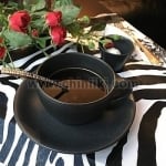 Порцеланов сервиз за чай 210 мл, 12 елемента, черен цвят, Porland Турция