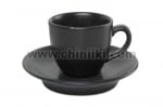Порцеланов сервиз за кафе 12 елемента 80 мл, черен цвят, Porland Турция