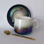 Порцеланова чаша с чинийка за кафе или чай 200 мл, Modern Gray Rainbow