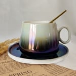 Порцеланова чаша с чинийка за кафе или чай 200 мл, Modern Gray Rainbow