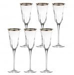 Кристални чаши за шампанско 240 мл JULIA OPTIC GOLD RIM, 6 броя, LA REINE Италия