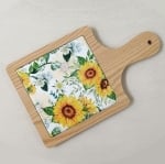 Керамична дъска за сервиране 24 см с бамбукова основа, Sunflower