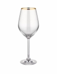 Стъклени чаши за вино 490 мл, 6 броя, розов цвят, Avantgarde Gold Rim