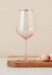 Стъклени чаши за вино 490 мл, 6 броя, розов цвят, Harmony Pink Gold Rim