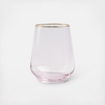 Стъклени чаши за вода 420 мл, 6 броя, розов цвят, Harmony Pink Gold Rim