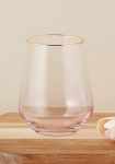 Стъклени чаши за вода 420 мл, 6 броя, розов цвят, Harmony Pink Gold Rim