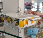 Керамичен съд за топло сервиране със стъклен капак 38.5 x 29.5 см, Lemons & Silver