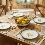 Керамичен сервиз за хранене 18 части OLIVE, декор лимони