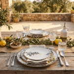 Керамичен сервиз за хранене 18 части OLIVE, декор маслини